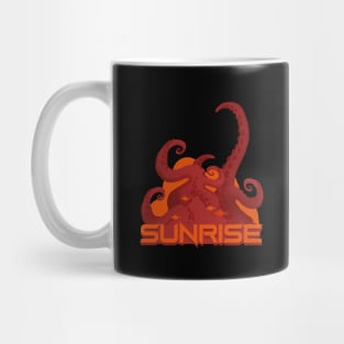 Red Tentacles with Orange Fish Sunrise Mug